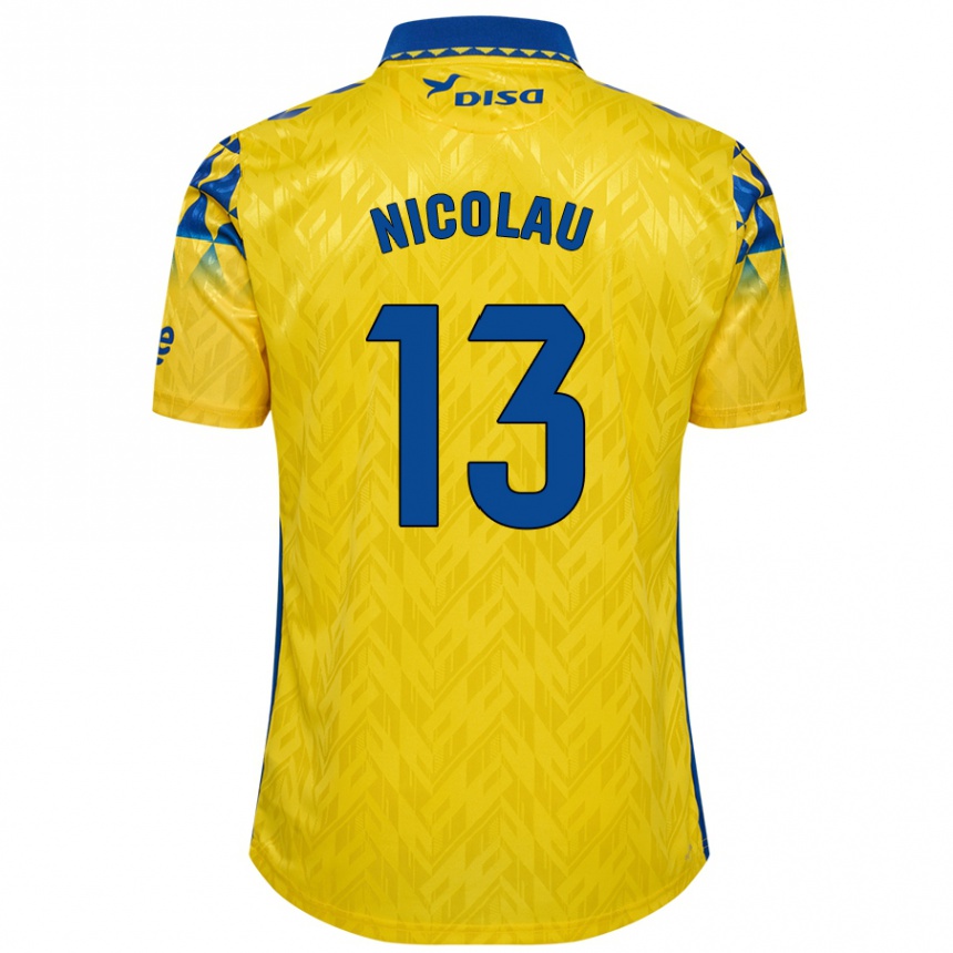 Kids Football Nacho Nicolau #13 Yellow Blue Home Jersey 2024/25 T-Shirt Nz