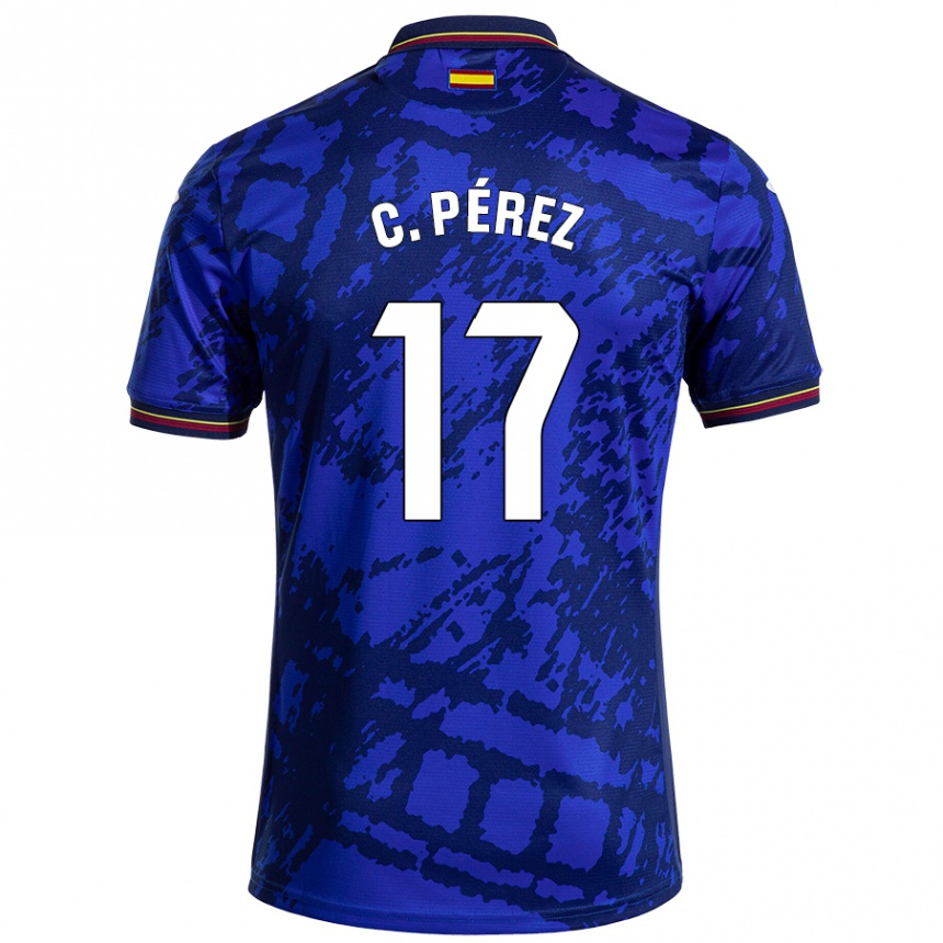 Kids Football Carles Perez #17 Darker Blue Home Jersey 2024/25 T-Shirt Nz