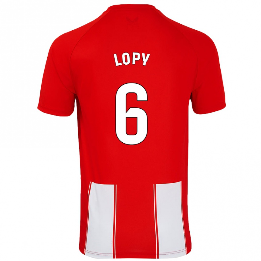 Kids Football Dion Lopy #6 Red White Home Jersey 2024/25 T-Shirt Nz