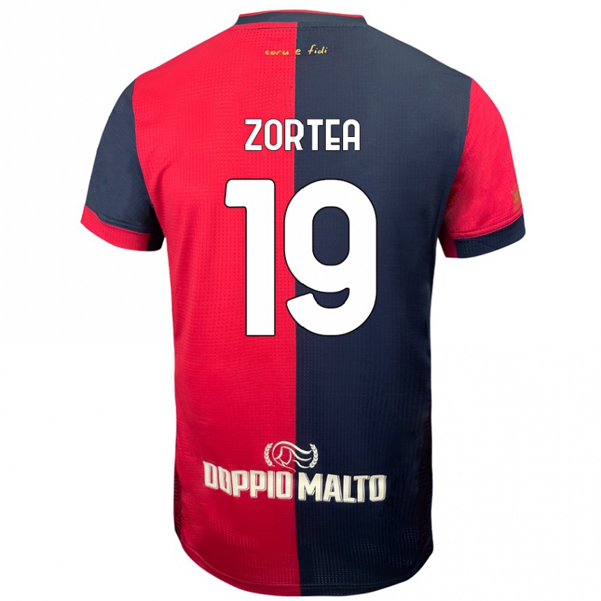 Kids Football Nadir Zortea #19 Red Darker Blue Home Jersey 2024/25 T-Shirt Nz