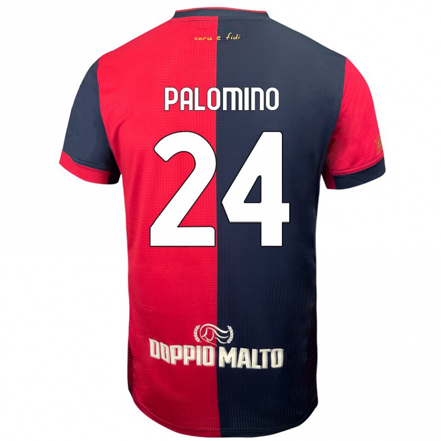 Kids Football José Luis Palomino #24 Red Darker Blue Home Jersey 2024/25 T-Shirt Nz