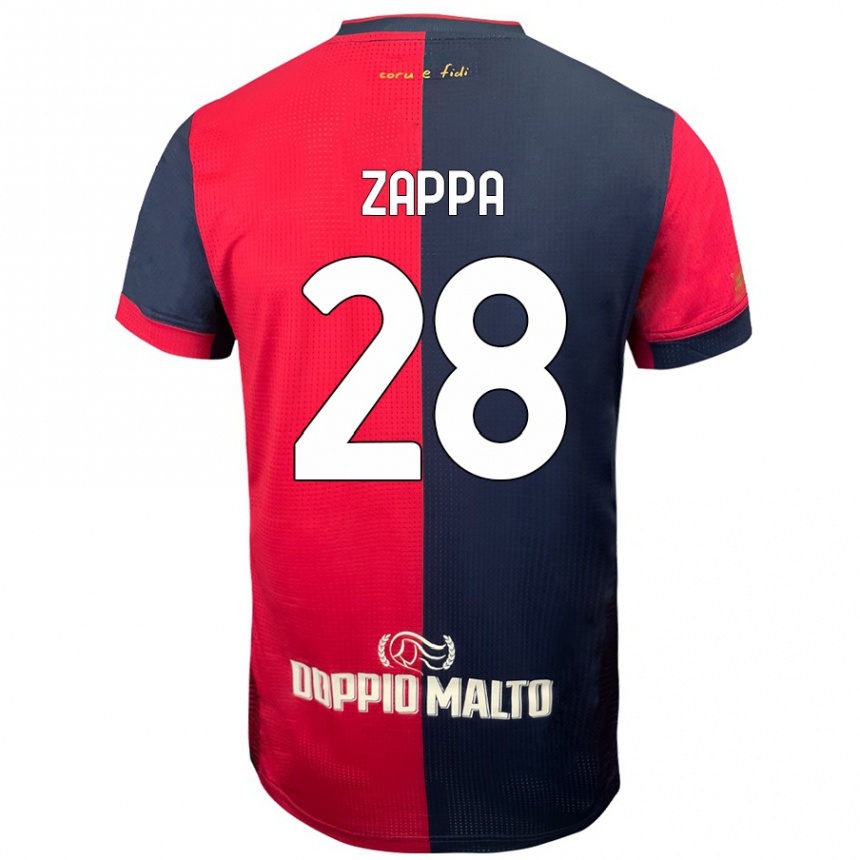 Kids Football Gabriele Zappa #28 Red Darker Blue Home Jersey 2024/25 T-Shirt Nz