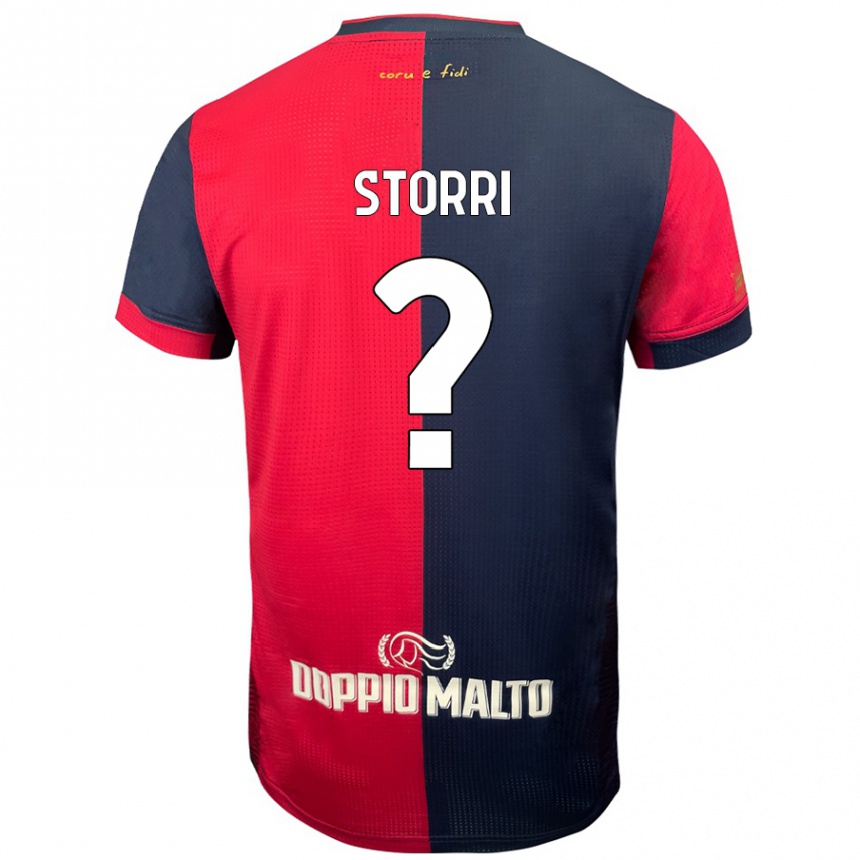 Kids Football Leonardo Storri #0 Red Darker Blue Home Jersey 2024/25 T-Shirt Nz