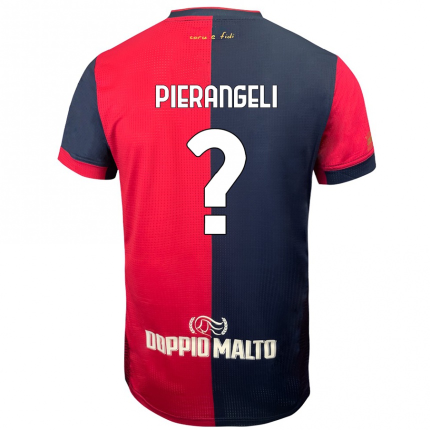 Kids Football Luis Pierangeli #0 Red Darker Blue Home Jersey 2024/25 T-Shirt Nz