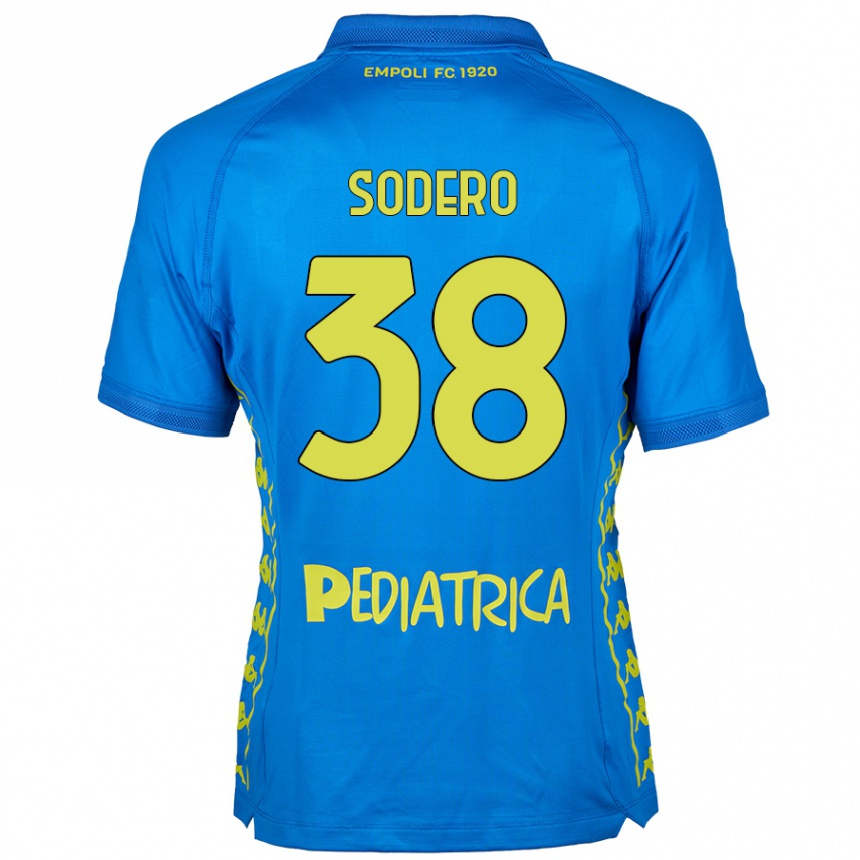 Kids Football Andrea Sodero #38 Blue Home Jersey 2024/25 T-Shirt Nz