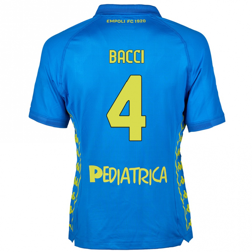 Kids Football Jacopo Bacci #4 Blue Home Jersey 2024/25 T-Shirt Nz