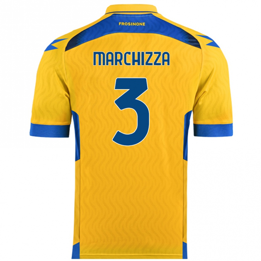 Kids Football Riccardo Marchizza #3 Yellow Home Jersey 2024/25 T-Shirt Nz