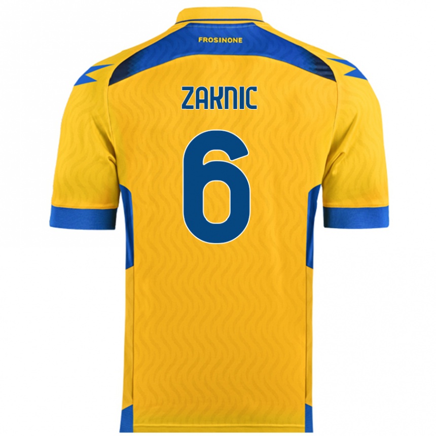 Kids Football Lazar Zaknic #6 Yellow Home Jersey 2024/25 T-Shirt Nz