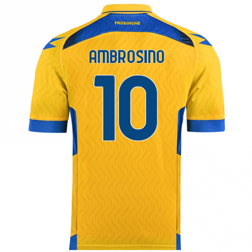 Kids Football Giuseppe Ambrosino #10 Yellow Home Jersey 2024/25 T-Shirt Nz