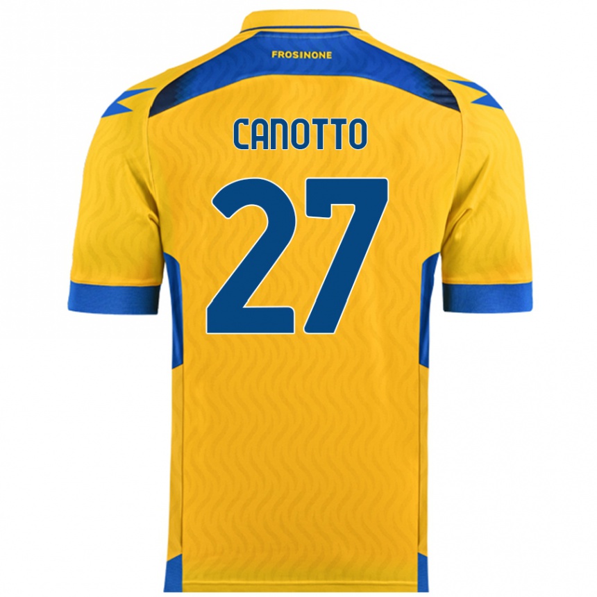 Kids Football Luigi Canotto #27 Yellow Home Jersey 2024/25 T-Shirt Nz