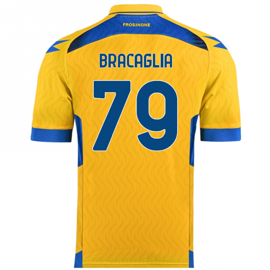 Kids Football Gabriele Bracaglia #79 Yellow Home Jersey 2024/25 T-Shirt Nz