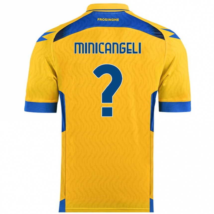 Kids Football Francesco Minicangeli #0 Yellow Home Jersey 2024/25 T-Shirt Nz