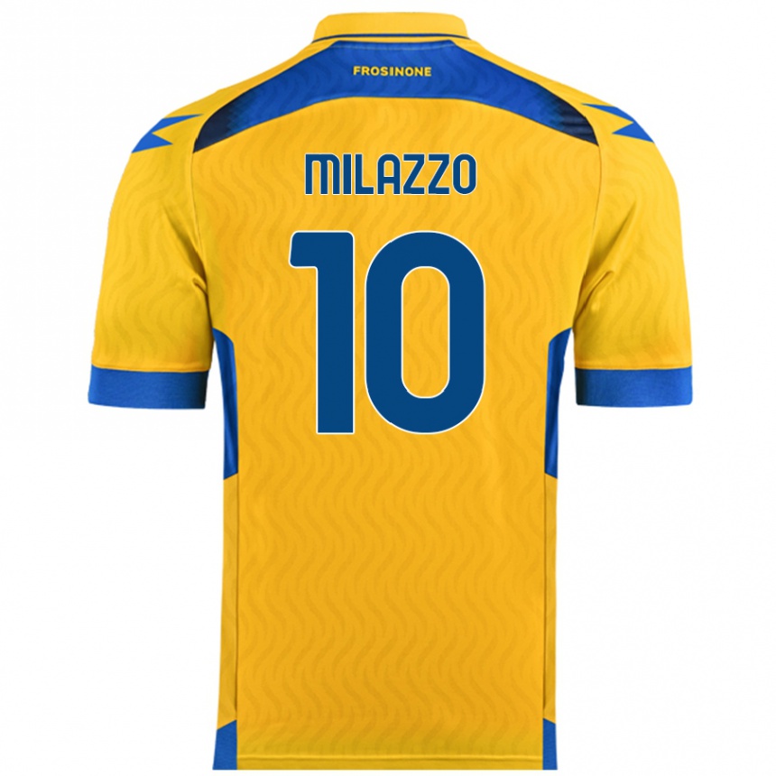 Kids Football Simone Milazzo #10 Yellow Home Jersey 2024/25 T-Shirt Nz