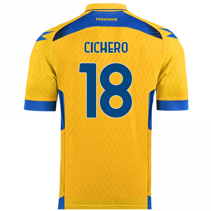 Kids Football Alejandro Cichero #18 Yellow Home Jersey 2024/25 T-Shirt Nz