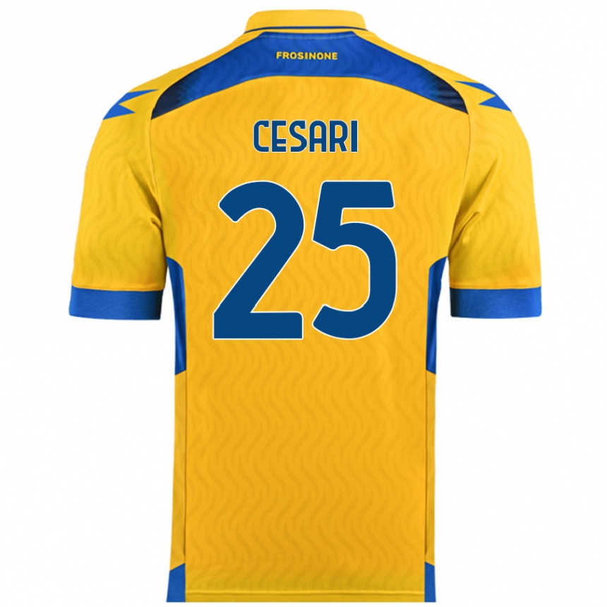 Kids Football Nicolò Cesari #25 Yellow Home Jersey 2024/25 T-Shirt Nz