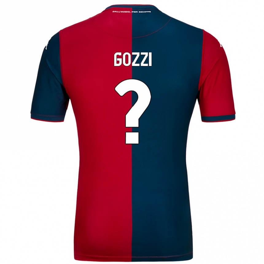 Kids Football Paolo Gozzi #0 Red Dark Blue Home Jersey 2024/25 T-Shirt Nz