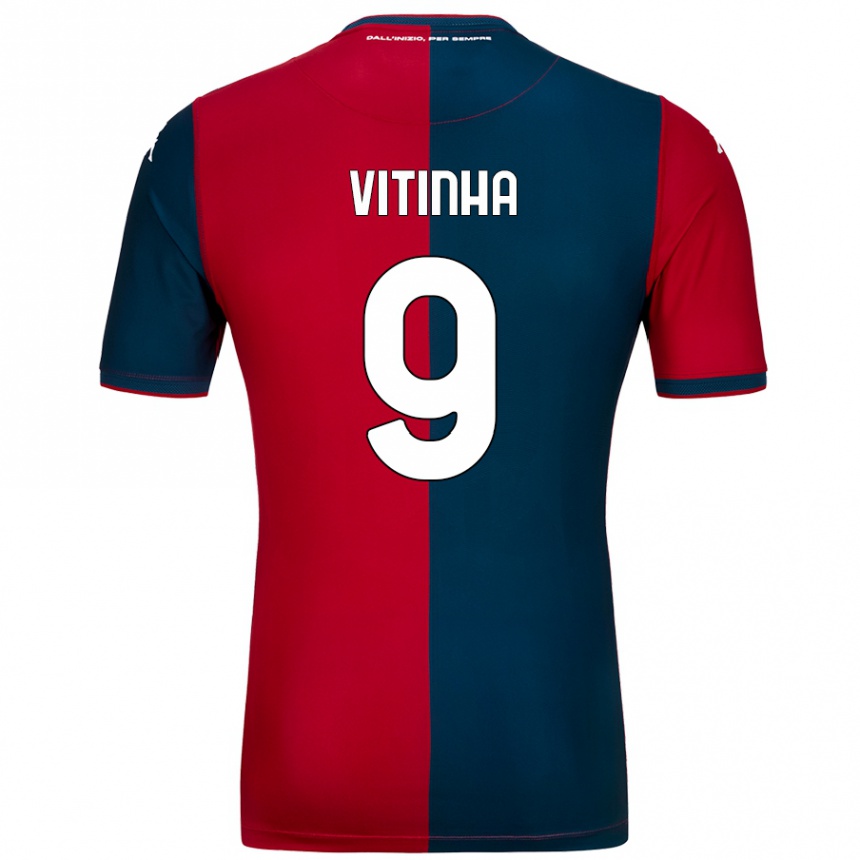 Kids Football Vitinha #9 Red Dark Blue Home Jersey 2024/25 T-Shirt Nz