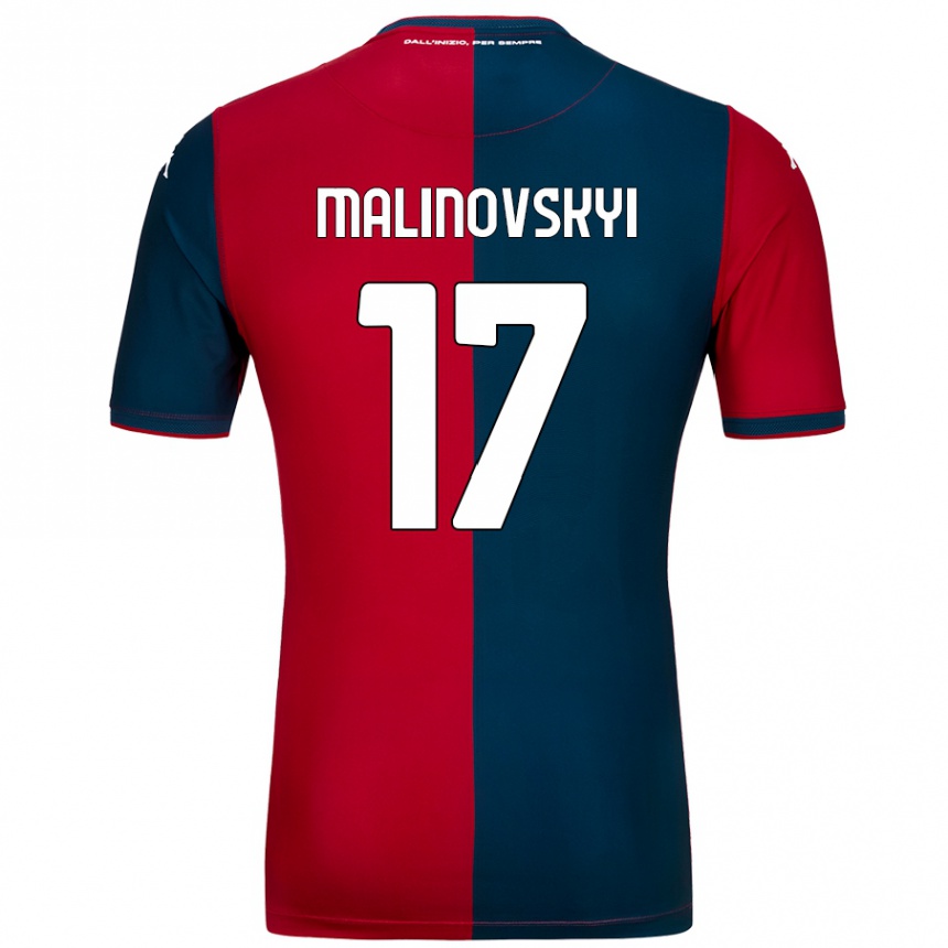 Kids Football Ruslan Malinovskyi #17 Red Dark Blue Home Jersey 2024/25 T-Shirt Nz