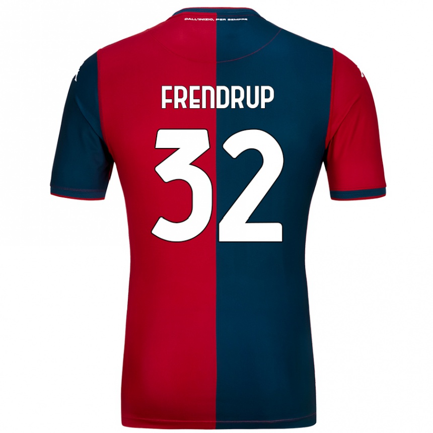 Kids Football Morten Frendrup #32 Red Dark Blue Home Jersey 2024/25 T-Shirt Nz