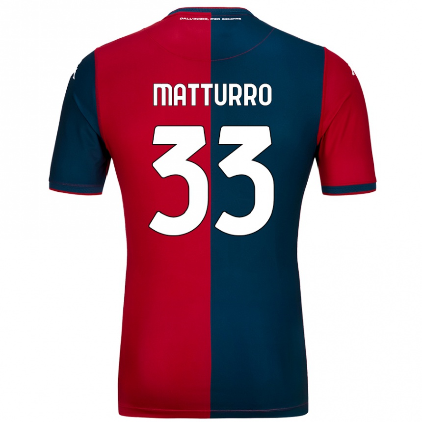 Kids Football Alan Matturro #33 Red Dark Blue Home Jersey 2024/25 T-Shirt Nz