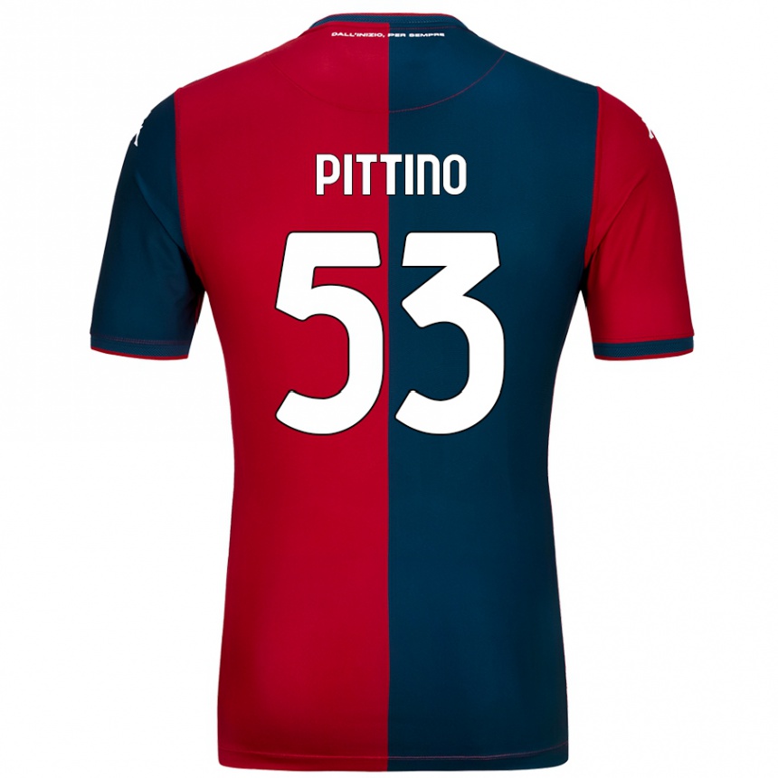 Kids Football Tommaso Pittino #53 Red Dark Blue Home Jersey 2024/25 T-Shirt Nz