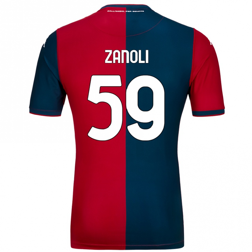 Kids Football Alessandro Zanoli #59 Red Dark Blue Home Jersey 2024/25 T-Shirt Nz