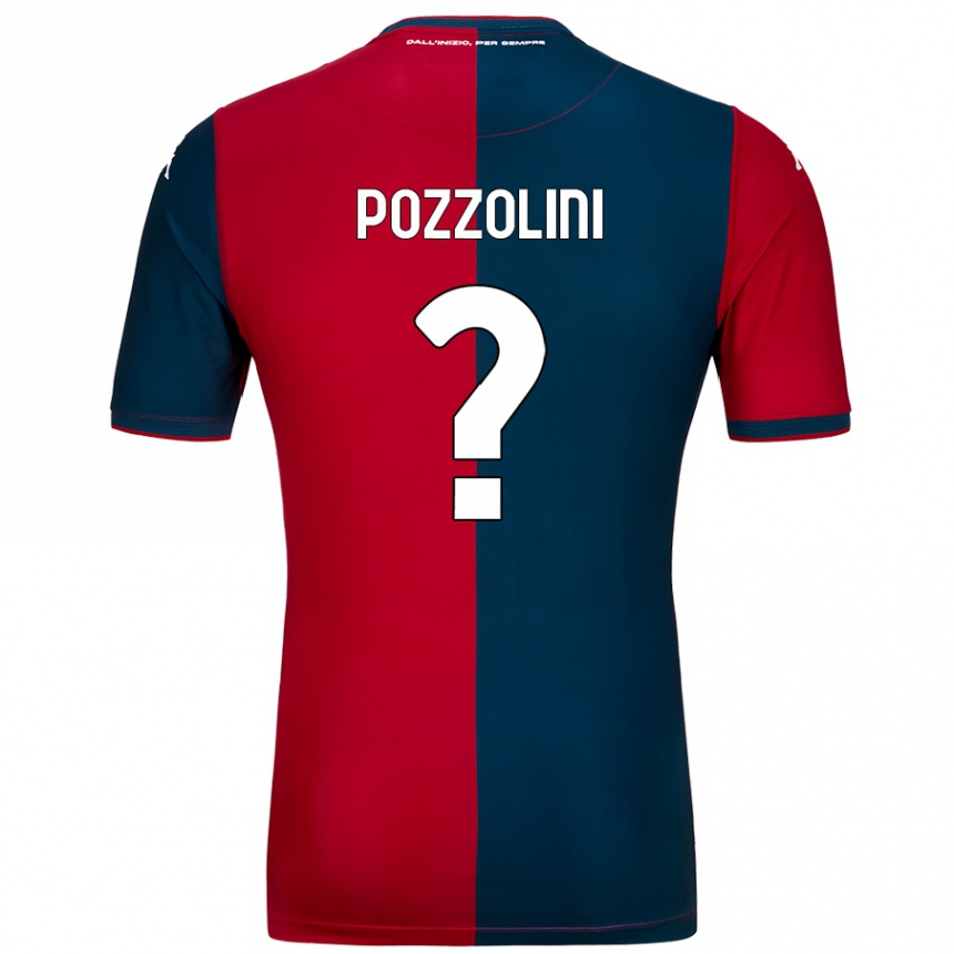 Kids Football Andrea Pozzolini #0 Red Dark Blue Home Jersey 2024/25 T-Shirt Nz