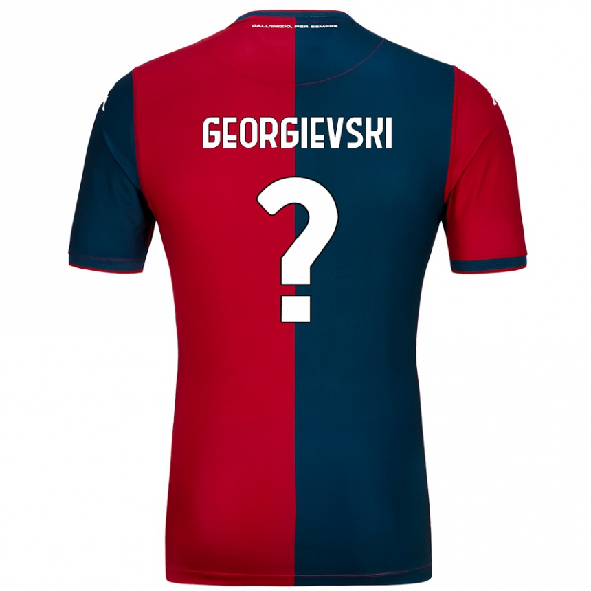 Kids Football Toma Georgievski #0 Red Dark Blue Home Jersey 2024/25 T-Shirt Nz