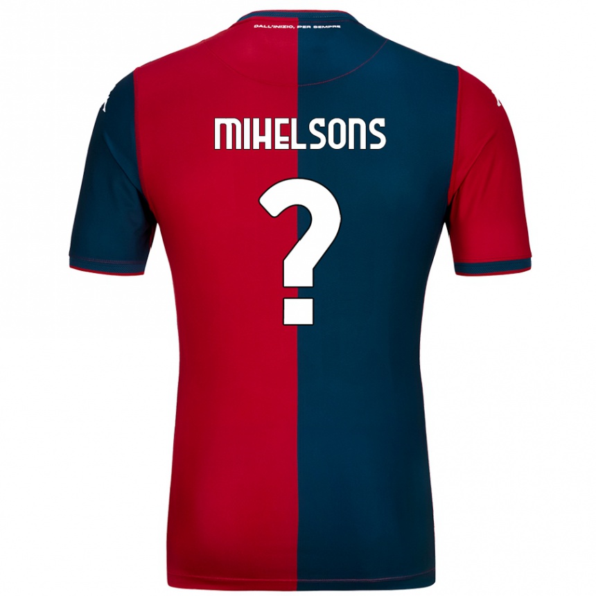 Kids Football Rendijs Mihelsons #0 Red Dark Blue Home Jersey 2024/25 T-Shirt Nz