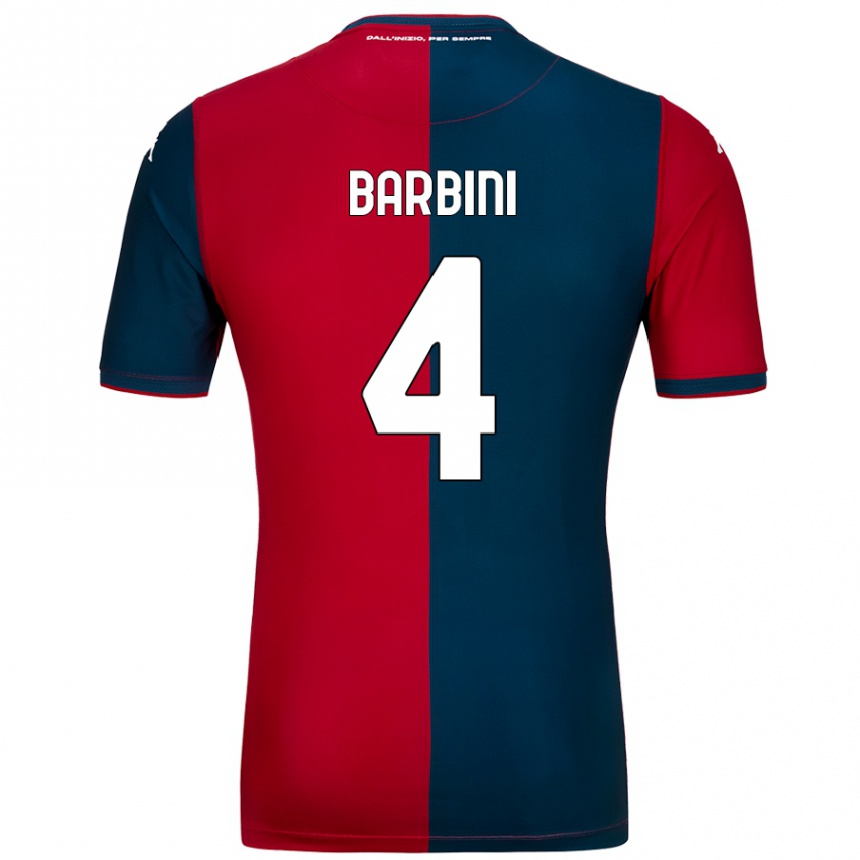 Kids Football Matteo Barbini #4 Red Dark Blue Home Jersey 2024/25 T-Shirt Nz