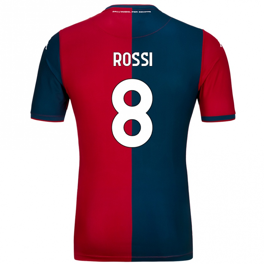 Kids Football Gianluca Rossi #8 Red Dark Blue Home Jersey 2024/25 T-Shirt Nz