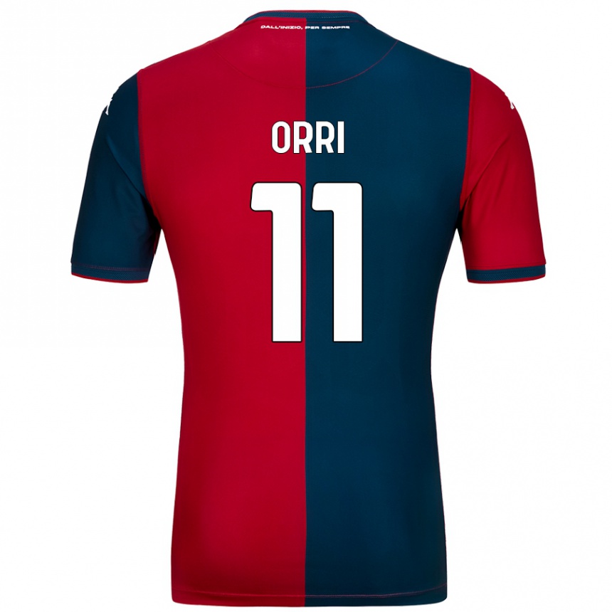 Kids Football Ágúst Orri Thorsteinsson #11 Red Dark Blue Home Jersey 2024/25 T-Shirt Nz