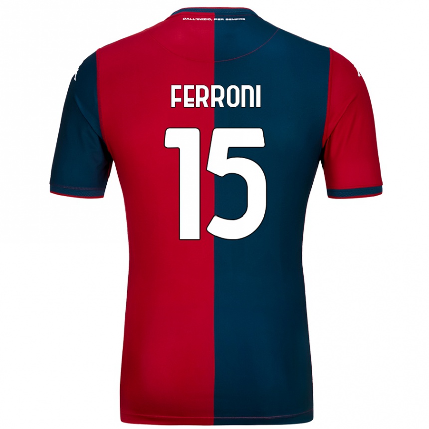 Kids Football Leonardo Ferroni #15 Red Dark Blue Home Jersey 2024/25 T-Shirt Nz