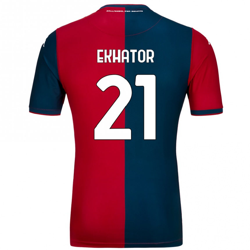 Kids Football Jeff Ekhator #21 Red Dark Blue Home Jersey 2024/25 T-Shirt Nz