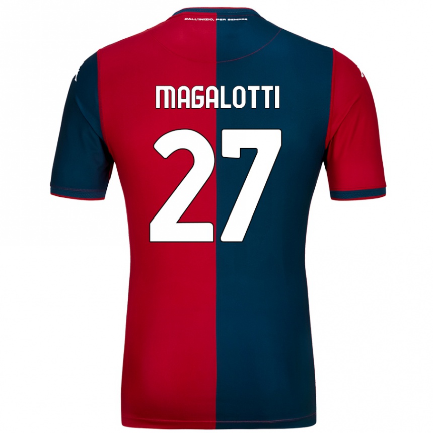 Kids Football Gabriele Magalotti #27 Red Dark Blue Home Jersey 2024/25 T-Shirt Nz