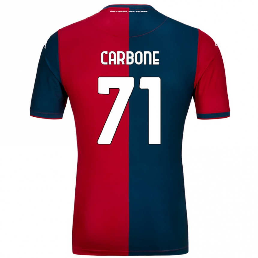 Kids Football Filippo Carbone #71 Red Dark Blue Home Jersey 2024/25 T-Shirt Nz