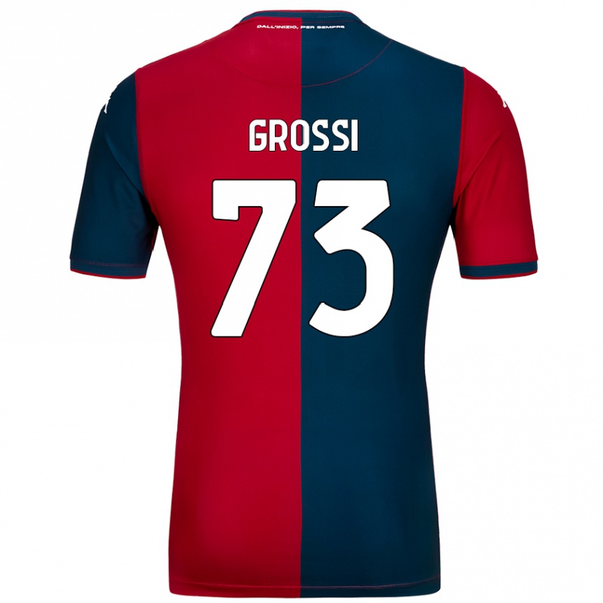 Kids Football Jacopo Grossi #73 Red Dark Blue Home Jersey 2024/25 T-Shirt Nz