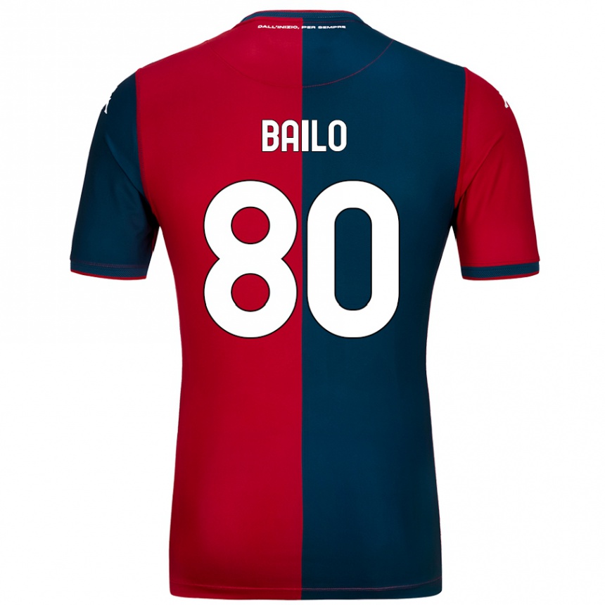 Kids Football Giorgio Bailo #80 Red Dark Blue Home Jersey 2024/25 T-Shirt Nz