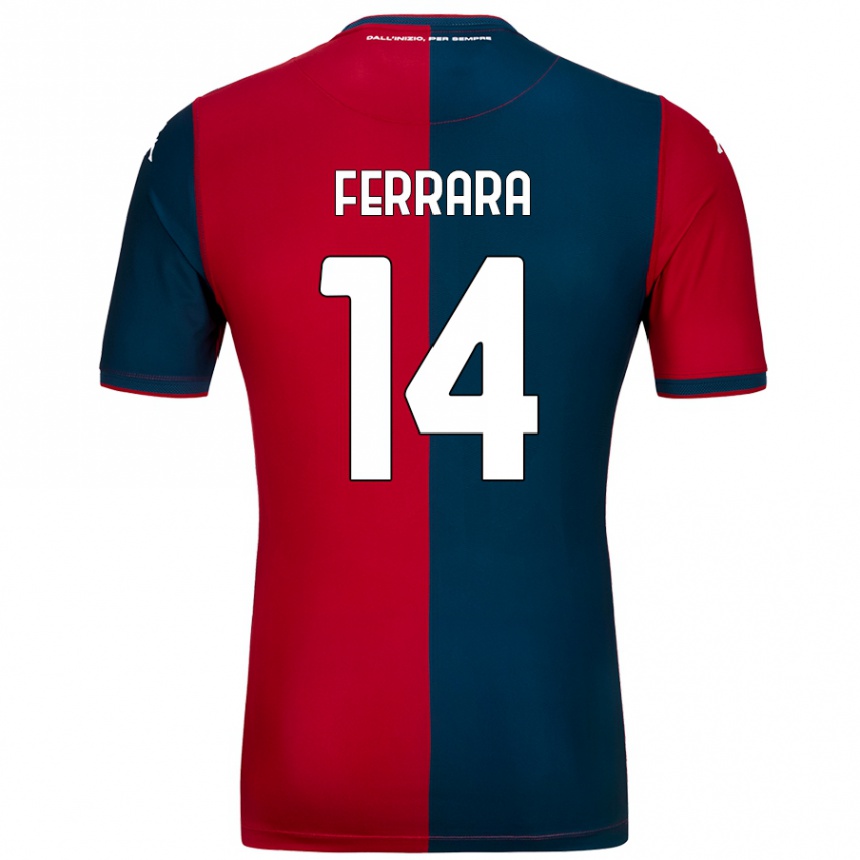 Kids Football Anastasia Ferrara #14 Red Dark Blue Home Jersey 2024/25 T-Shirt Nz