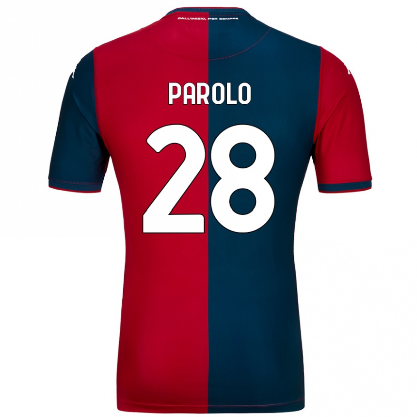 Kids Football Lucrezia Parolo #28 Red Dark Blue Home Jersey 2024/25 T-Shirt Nz