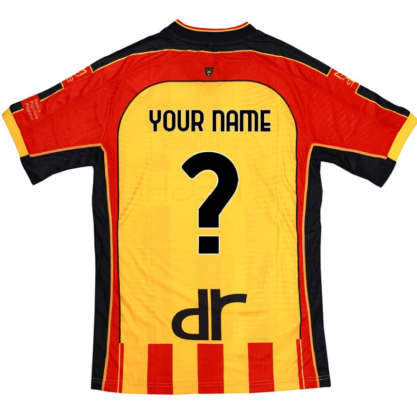 Kids Football Your Name #0 Yellow Red Home Jersey 2024/25 T-Shirt Nz