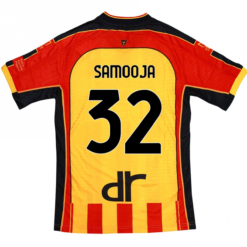 Kids Football Jasper Samooja #32 Yellow Red Home Jersey 2024/25 T-Shirt Nz