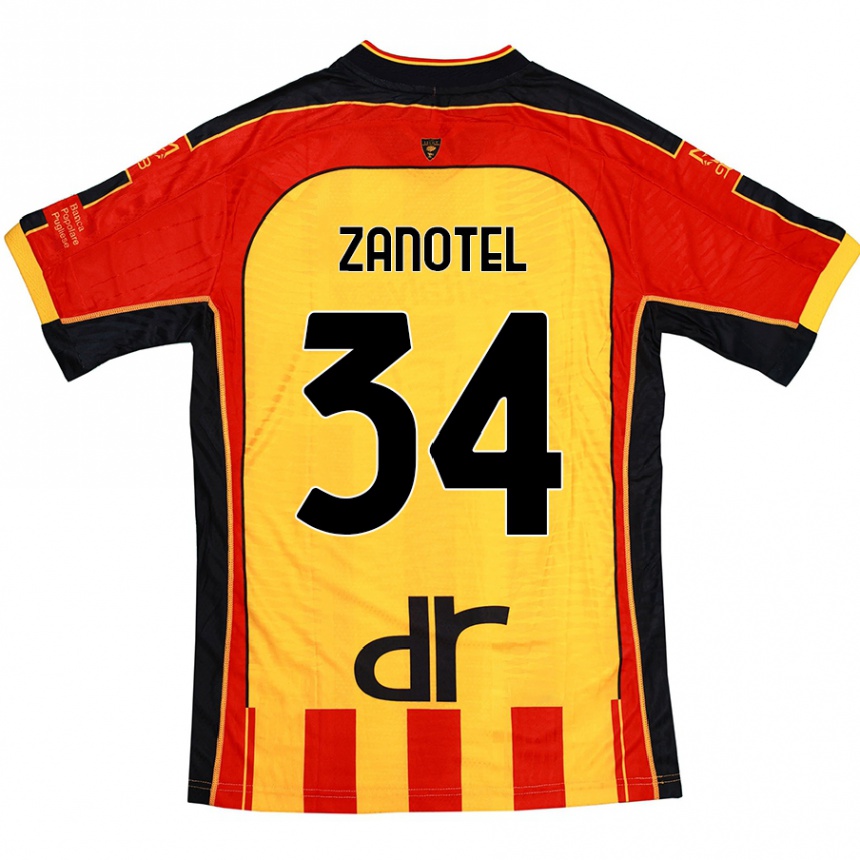 Kids Football Giovanni Zanotel #34 Yellow Red Home Jersey 2024/25 T-Shirt Nz