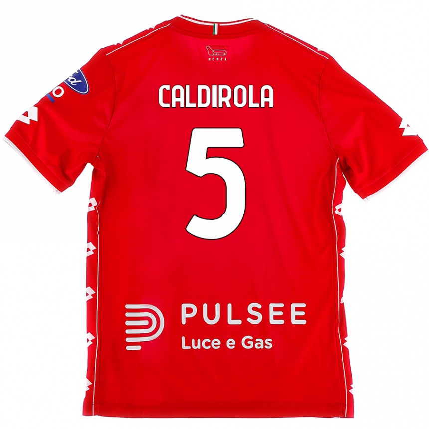 Kids Football Luca Caldirola #5 Red White Home Jersey 2024/25 T-Shirt Nz