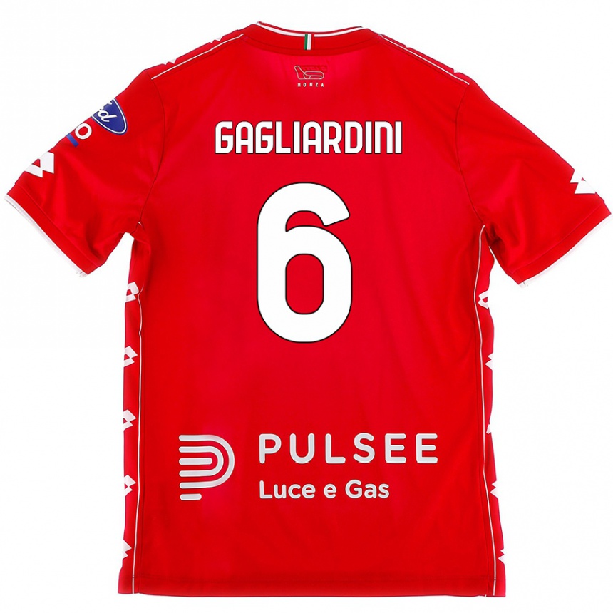 Kids Football Roberto Gagliardini #6 Red White Home Jersey 2024/25 T-Shirt Nz