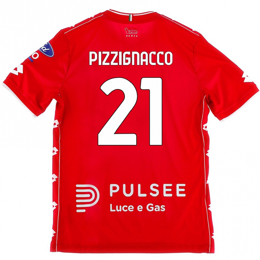 Kids Football Semuel Pizzignacco #21 Red White Home Jersey 2024/25 T-Shirt Nz