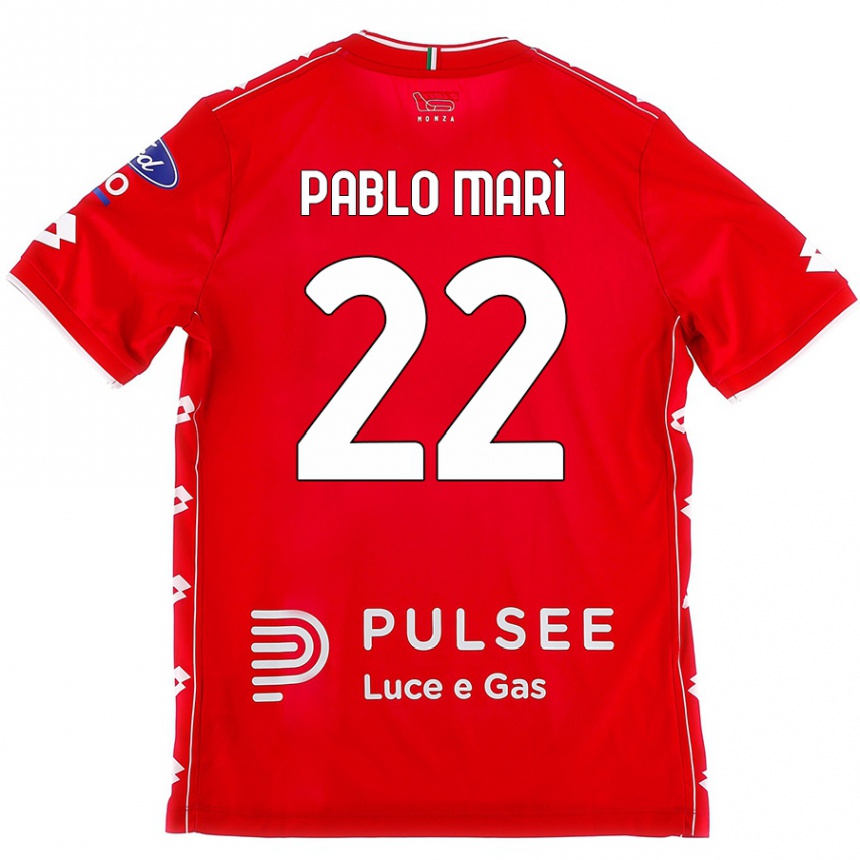 Kids Football Pablo Marí #22 Red White Home Jersey 2024/25 T-Shirt Nz