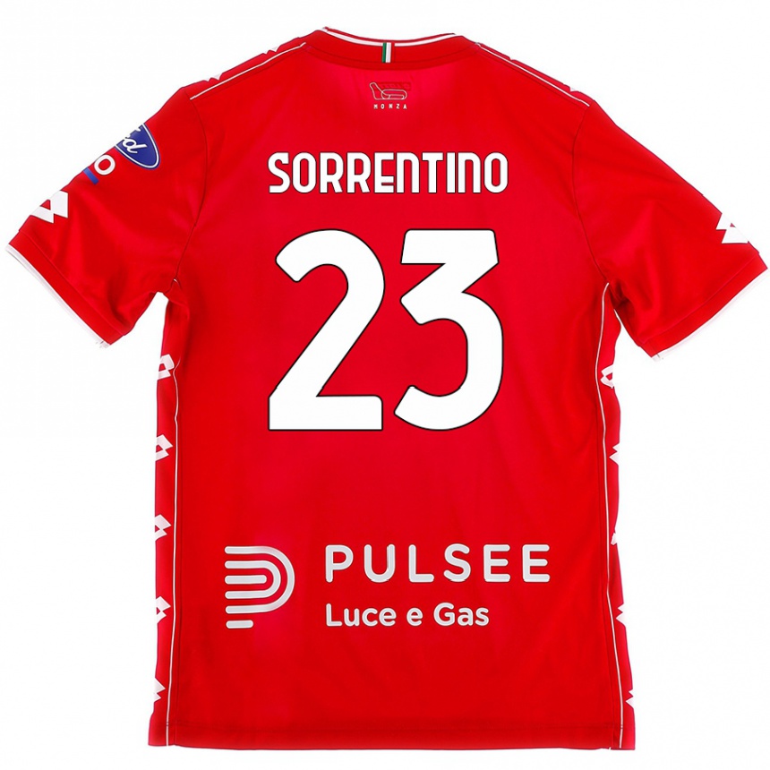 Kids Football Alessandro Sorrentino #23 Red White Home Jersey 2024/25 T-Shirt Nz