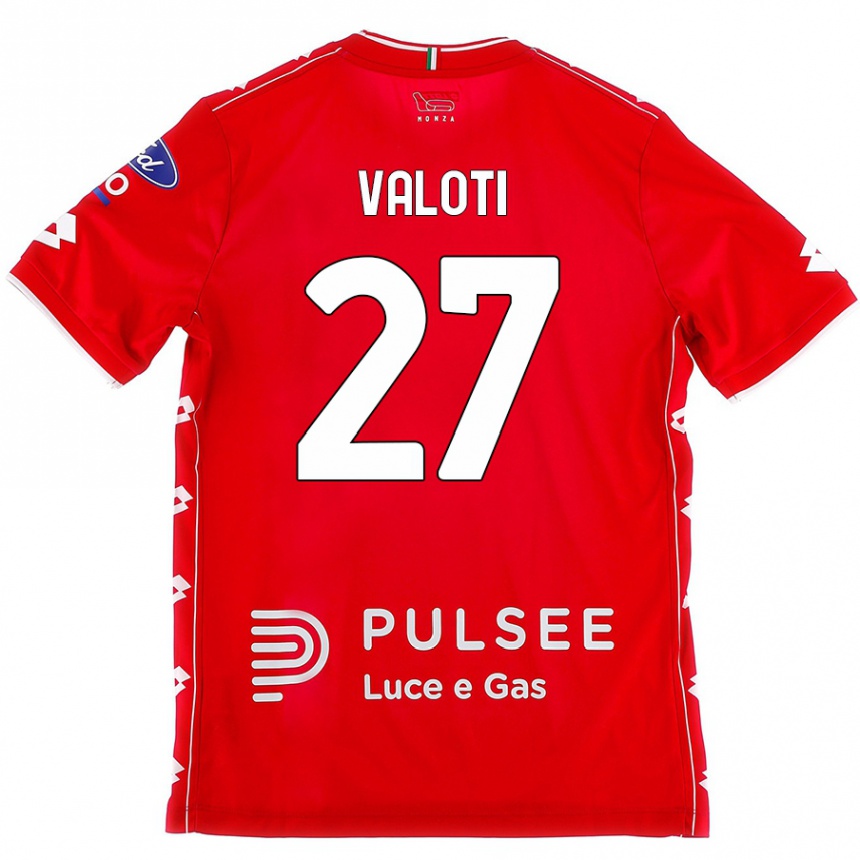 Kids Football Mattia Valoti #27 Red White Home Jersey 2024/25 T-Shirt Nz