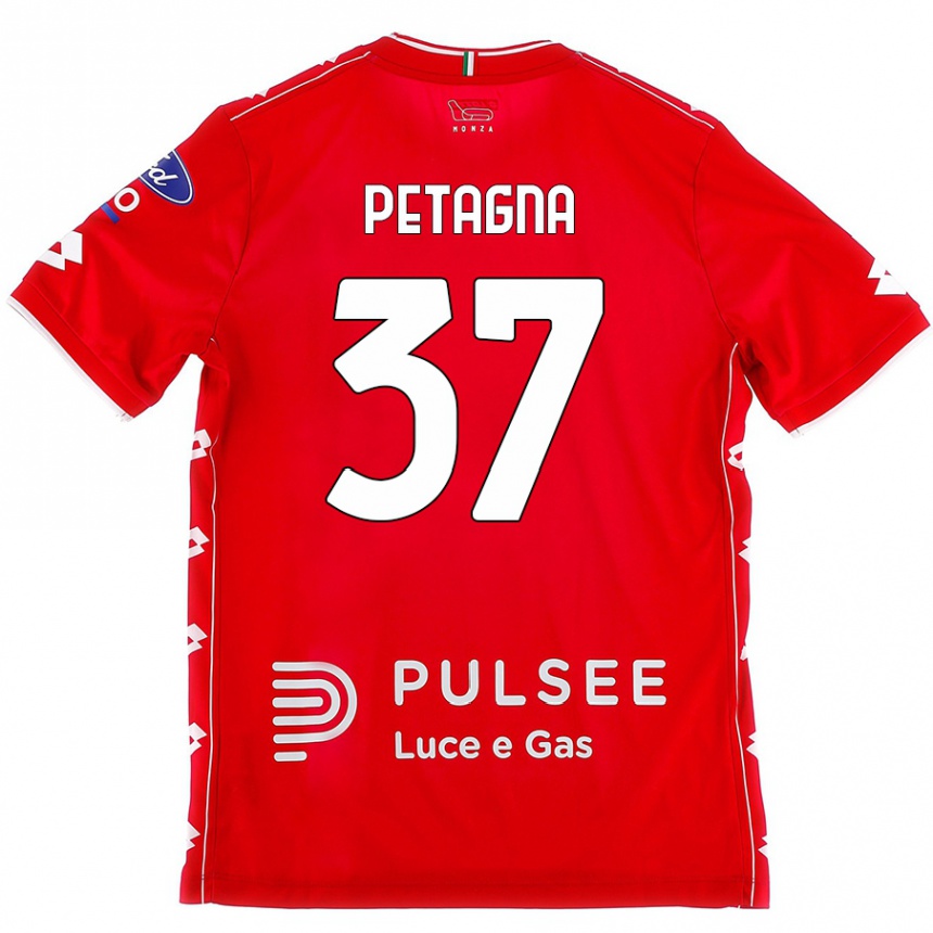 Kids Football Andrea Petagna #37 Red White Home Jersey 2024/25 T-Shirt Nz